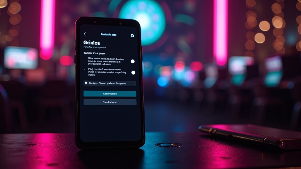 Android phone displaying APK installation steps in a casino-themed setting