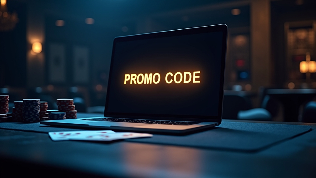 Casino cashier screen with a promo code field and glowing bonus text